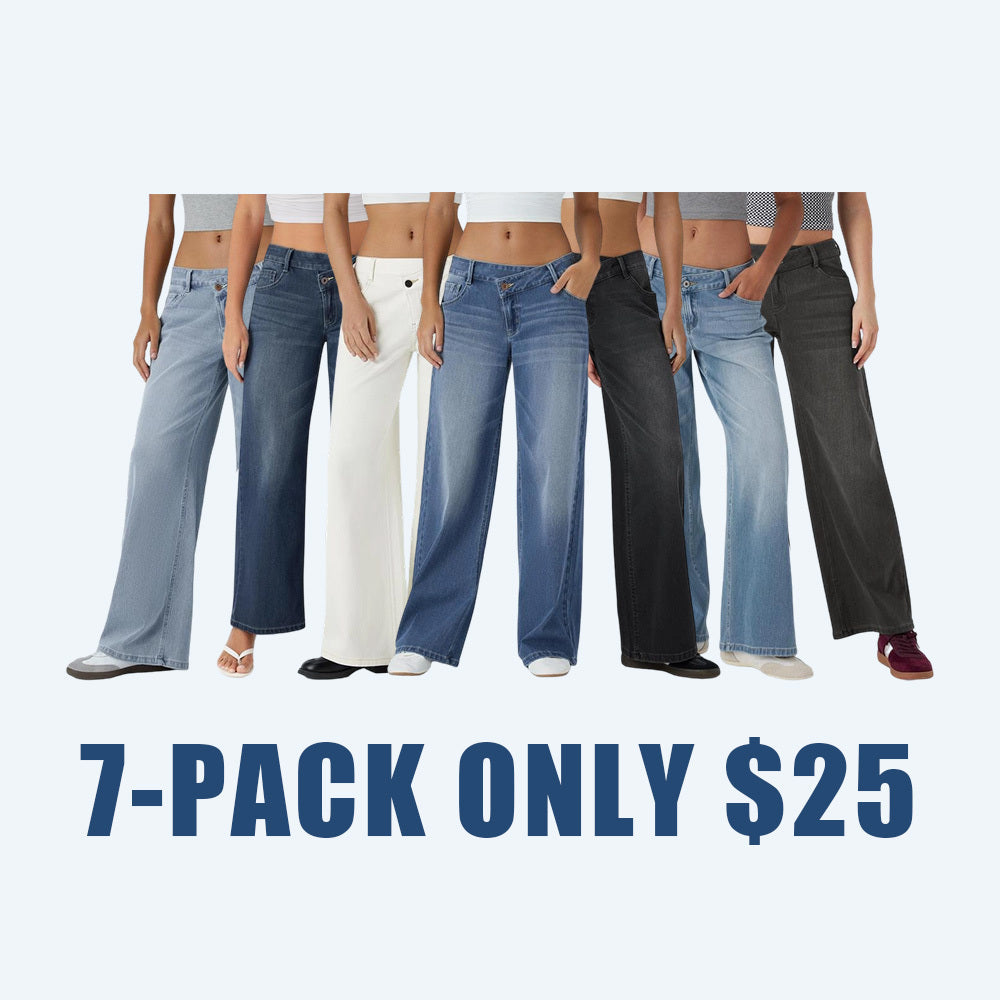 Asymmetric Wide Leg Zipper Pocket Jeans