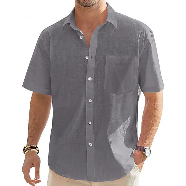 Men's Cotton Linen Short Sleeve Shirts