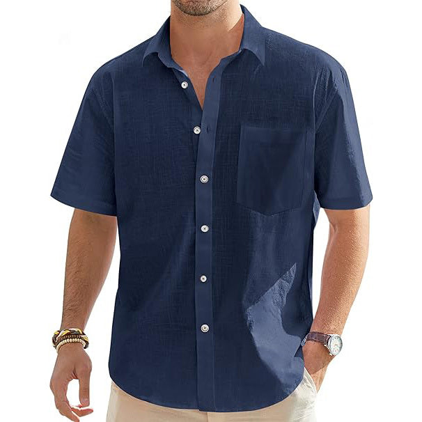 Men's Cotton Linen Short Sleeve Shirts