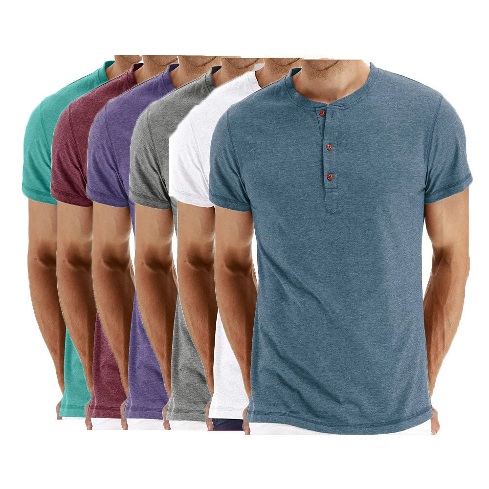 7-PACK Mens Fashion Casual Front Placket Basic Long/Short Sleeve T-Shirts🧡Buy two packs for free shipping🧡
