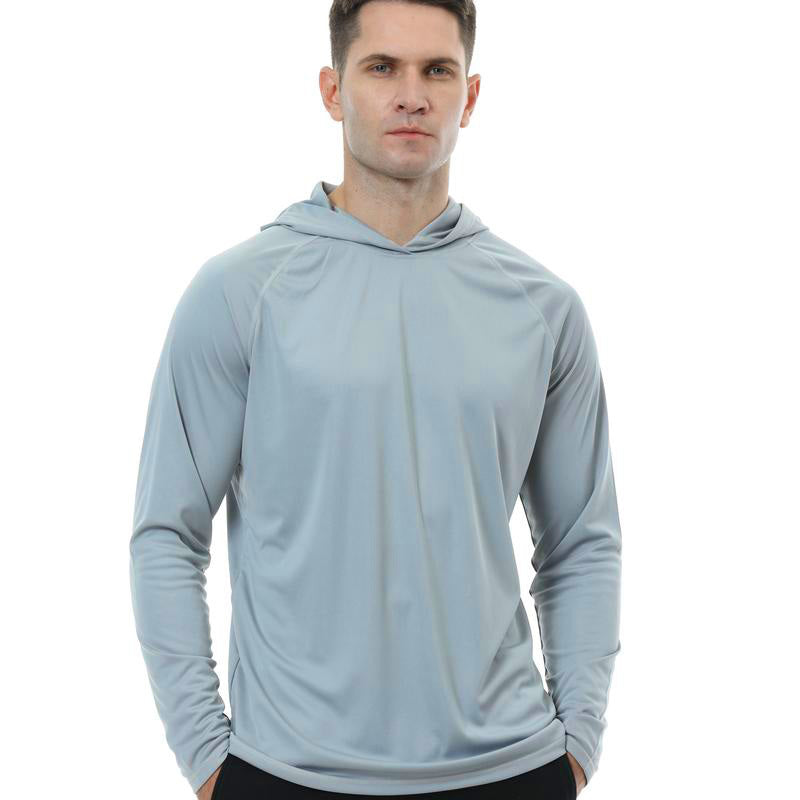 Men's UPF 50+ Athletic Hoodie - Moisture Wicking Long Sleeve Sun Shirt